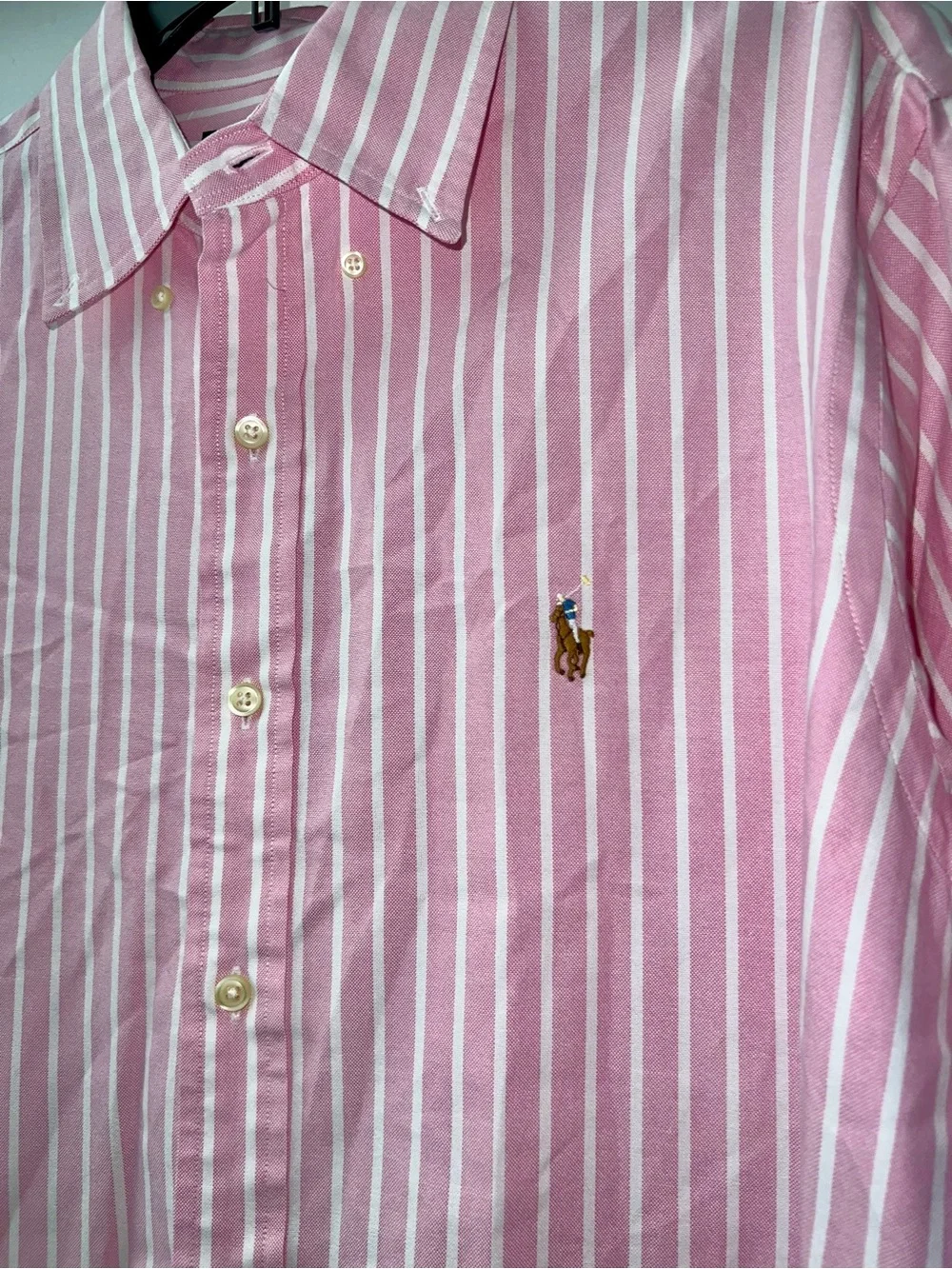Polo by Ralph Lauren Pink and White Striped Dress Shirt